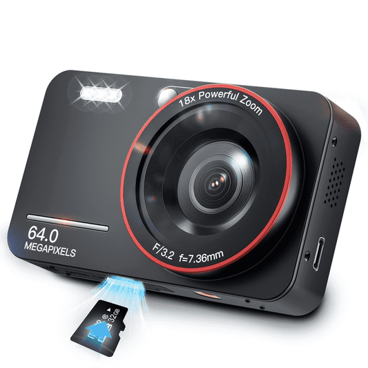 Losei 64MP 4K Digital Camera, 2.8" Screen 18X Digital Zoom Anti Shake Compact Retro Camera, Vlogging Camera for Kids Teens Seniors with 32GB Card（Black）