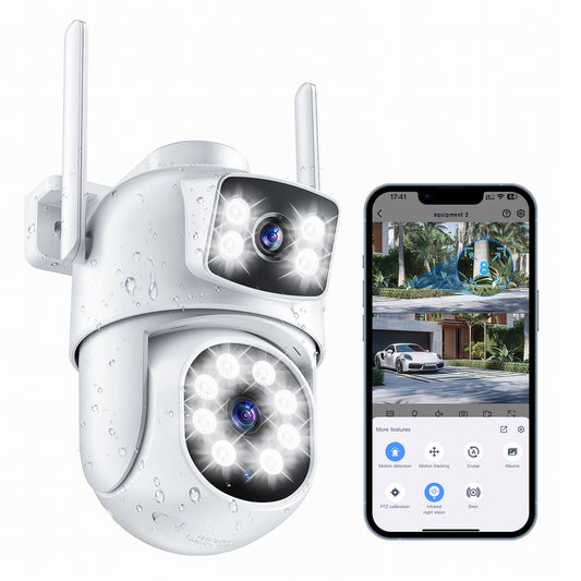 Losei Indoor/Outdoor 4K Smart Security Camera, 2.4G&5G WiFi with Night Vision, Dual-Screen Display, 2-Way Talk, Human Detection, Motion Tracking, Cloud & SD Card Storage,Waterproof