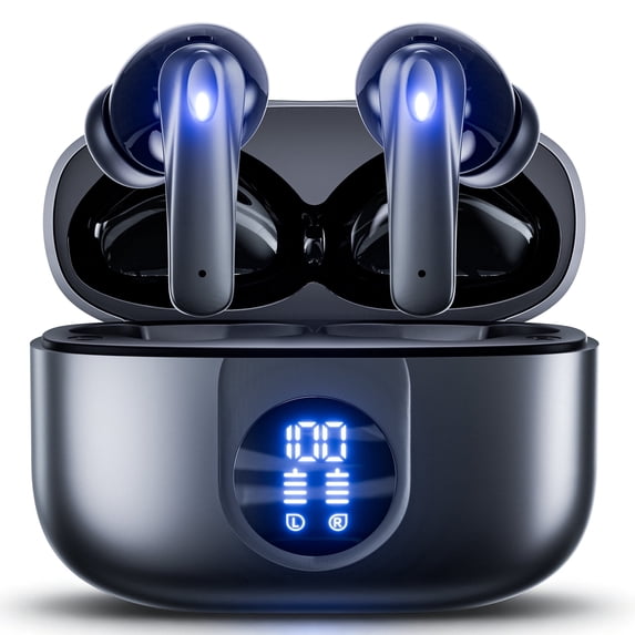 VEAT00L P91 Wireless Earbuds, Bluetooth Headphones V5.4 Stereo Ear buds with Noise Cancelling Mics, 60H Playback Mini Case with Dual LED Display, IP7 Waterproof in-Ear Earphones for Android iOS