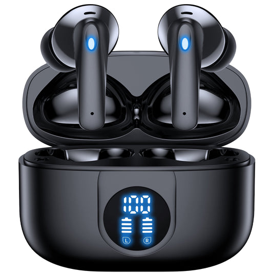 VEAT00L Wireless earbuds, Bluetooth headset 60 hours of battery life with noise cancellation Clear calls Built-in microphone IPX7 waterproof V5.3 Bluetooth earbuds Stereo earbuds for sports and work