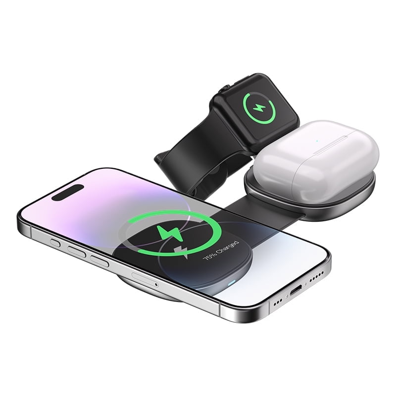 Wireless Charger, Magnetic Fast Charging Stand Compatible with iPhone 16 15 14 13 12 11 Pro Max Plus XS XR X 8, For Apple Watch 9 8 7 6 5 4 3 2 SE, For AirPods 3 2 Pro, 3 in 1 Charging Station