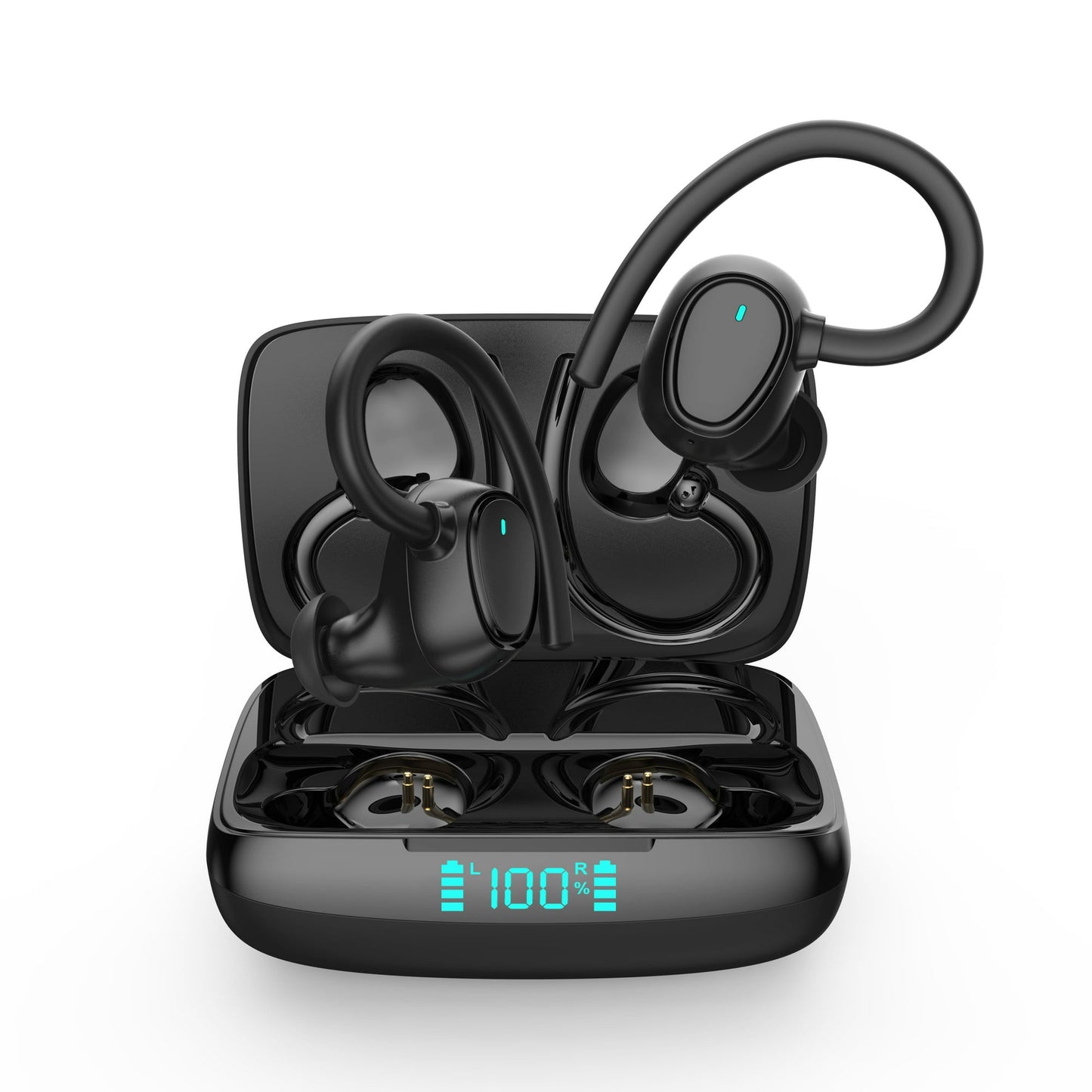 Wireless Earbuds Bluetooth Headphones 48hrs Play Back Sport Earphones with LED Display Over-Ear Buds with Earhooks Built-in Mic Headset for Workout