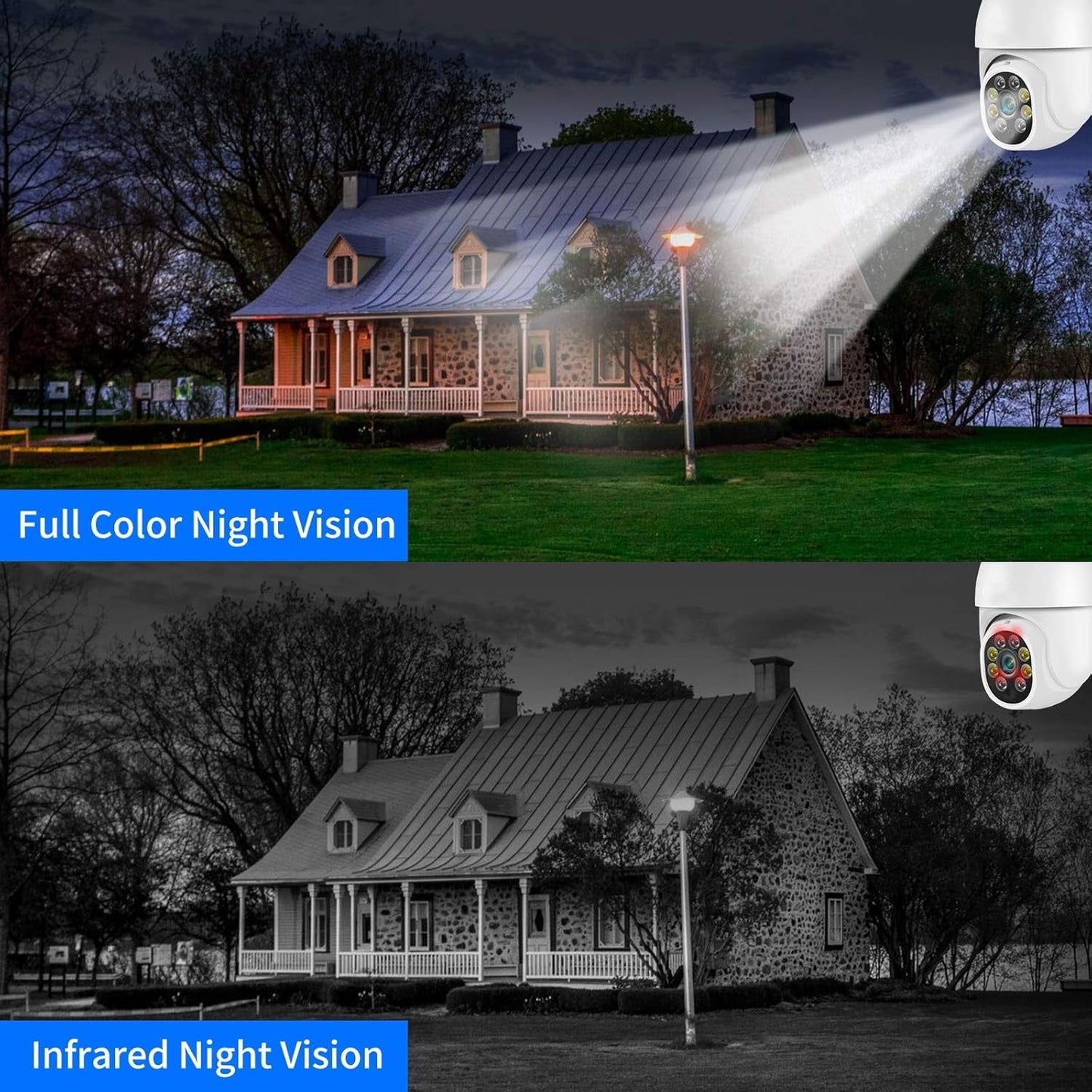 Losei Outdoor Security Camera with Light Alarm,Color Night Vision,2.4G WiFi,Motion Detection,IP66 Weatherproof ,Cloud/SD Card Storage,Two-Way Audio
