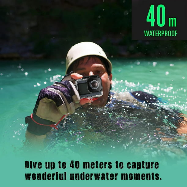 Occiam Action Camera 4K Underwater Camera External Microphone Waterproof 40M Ultra HD 20MP Camera 170 ° Ultra Wide Angle WiFi Camcorder