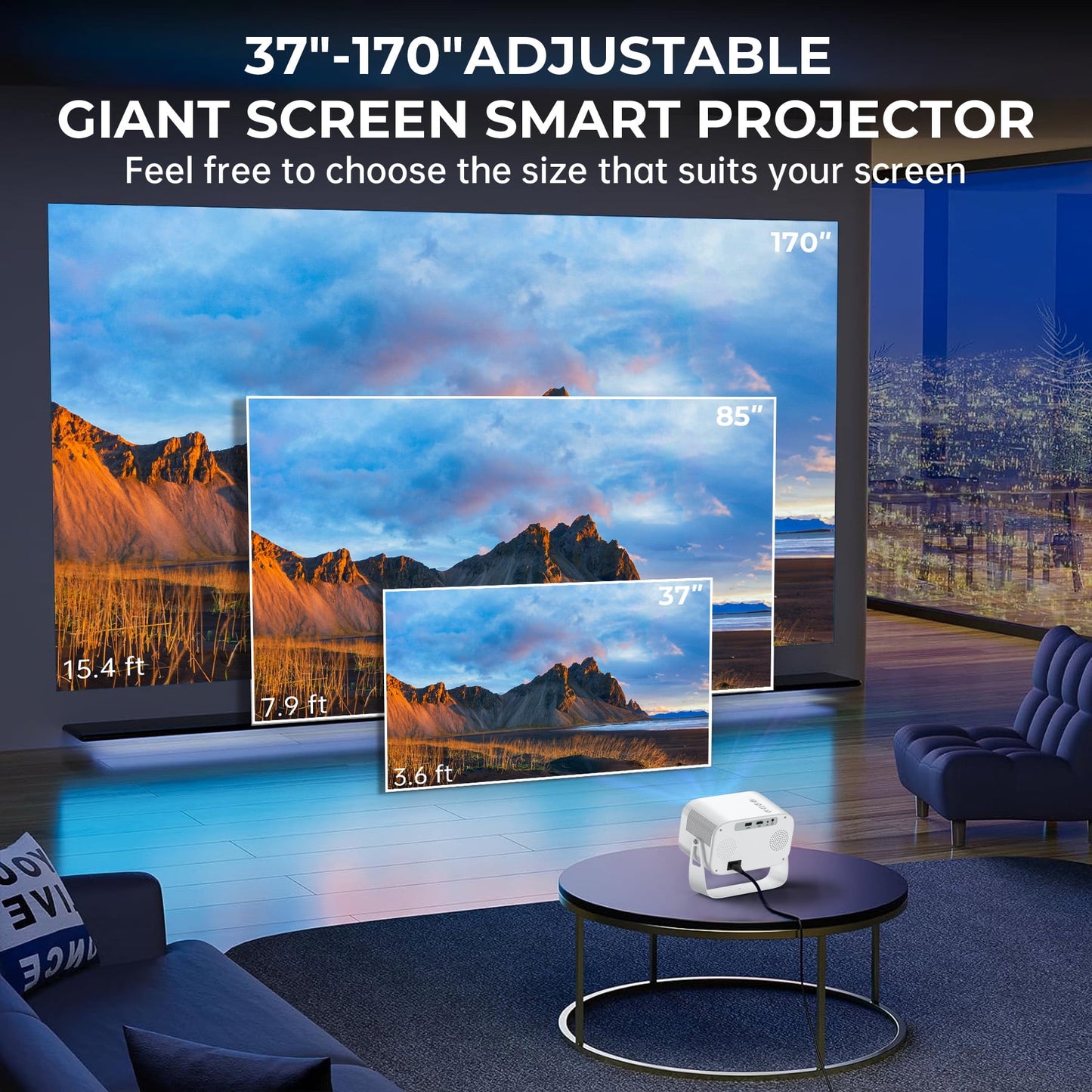 [Electric-Focus] Losei 5G/2.4G WiFi Bluetooth Projector, 4K Support Native 1080P Outdoor Movie Projector, 170'' Display Home Theater Projector Compatible with Smartphone, HDMI,USB,AV, PS5