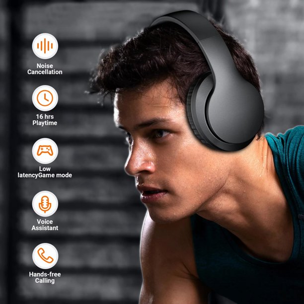 OKEEFE Hybrid Active Noise Cancelling Headphones, Wireless Over Ear Bluetooth Headphones, 16H Playtime, Hi-Res Audio, Deep Bass, Memory Foam Ear Cups, for Travel, Home Office