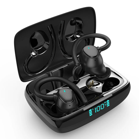 Wireless Earbuds Bluetooth Headphones 48hrs Play Back Sport Earphones with LED Display Over-Ear Buds with Earhooks Built-in Mic Headset for Workout