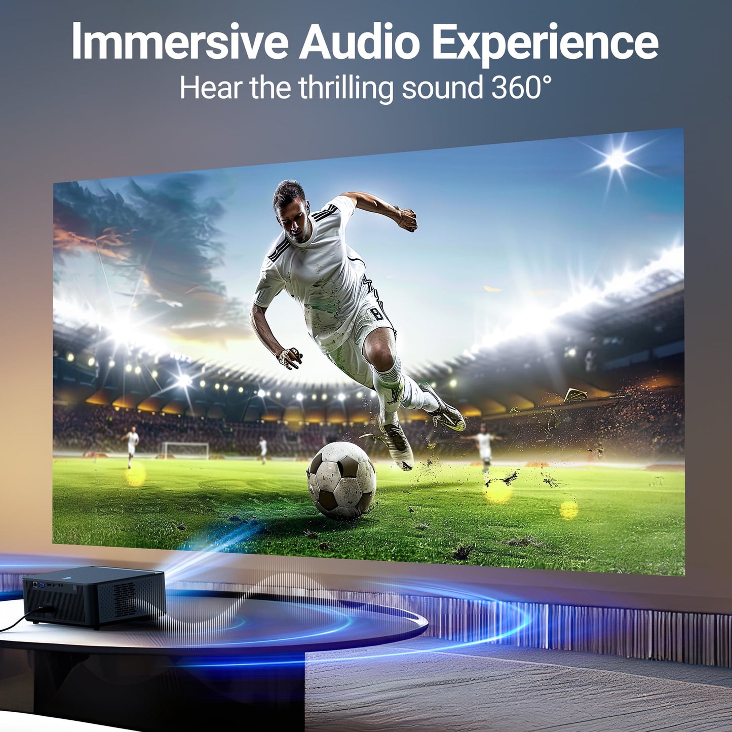 [900 ANSI/Auto Keystone] 4K Home Theater Projector with WiFi 6 and Bluetooth 5.2, Losei 300'' Movie Projector for Indoor/Outdoor, Smart Proyector Compatible with Phone/TV Stick/PC/PS5