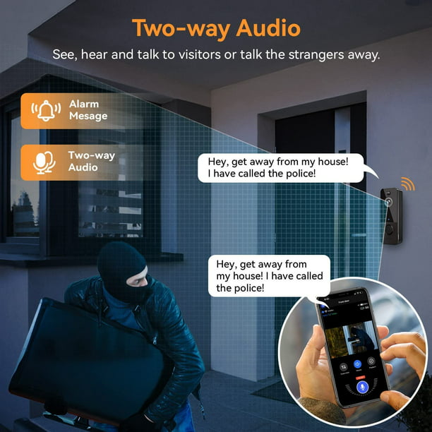 Occiam Wireless Doorbell Camera,Smart Video Doorbell Camera with AI Smart Human Detection,Cloud Storage,HD Live Image,Night Vision, 2.4G WiFi Compatible,Battery Powered,100% Wire-Free