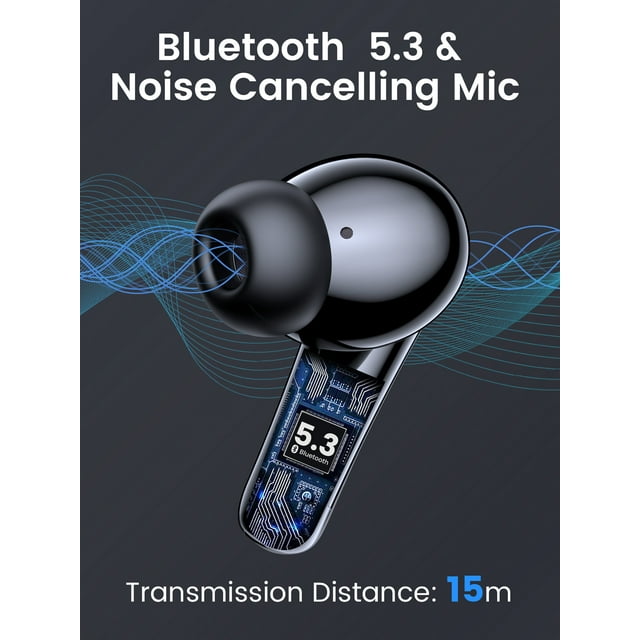 VEAT00L Wireless earbuds, Bluetooth headset 60 hours of battery life with noise cancellation Clear calls Built-in microphone IPX7 waterproof V5.3 Bluetooth earbuds Stereo earbuds for sports and work