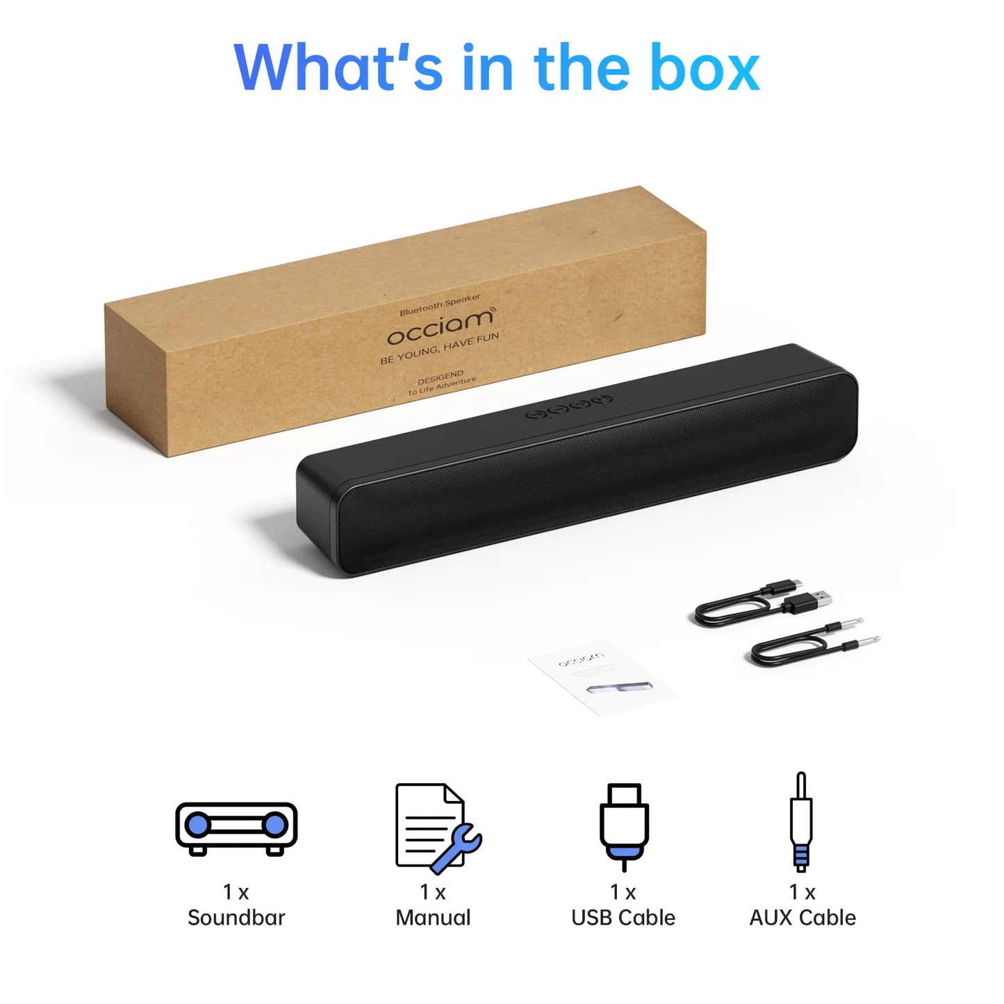 Sound Bar for tv, 20W TV Speakers Wireless Bluetooth Sound Bar with 3D Surround Sound System, Enhanced Bass Technology, Optical/Aux/USB Compatible- 16 Inch