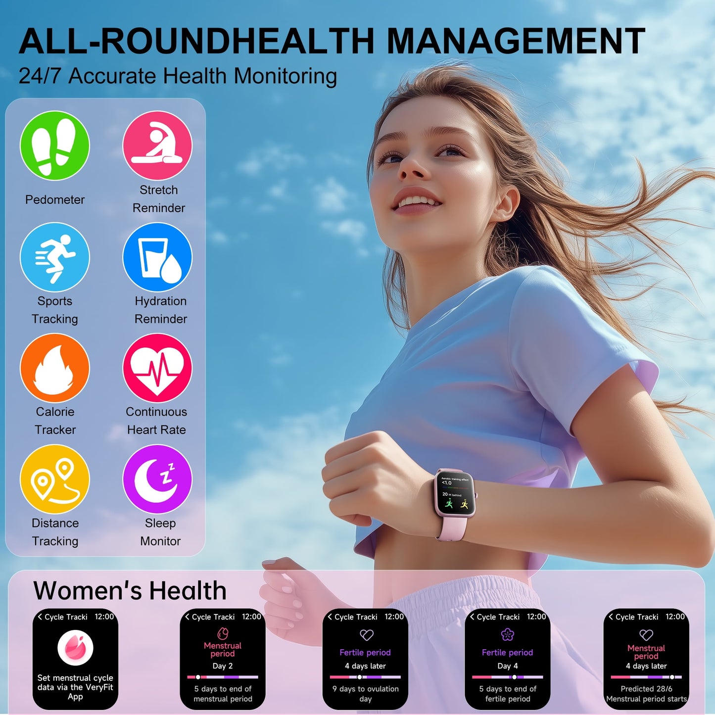 STA Smart Watch, 1.95"HD Smart Watch for Man Women,180 Sport Modes, Fitness Activity Tracker, IP68 Waterproof, Smart Watch for Android iOS （pink）