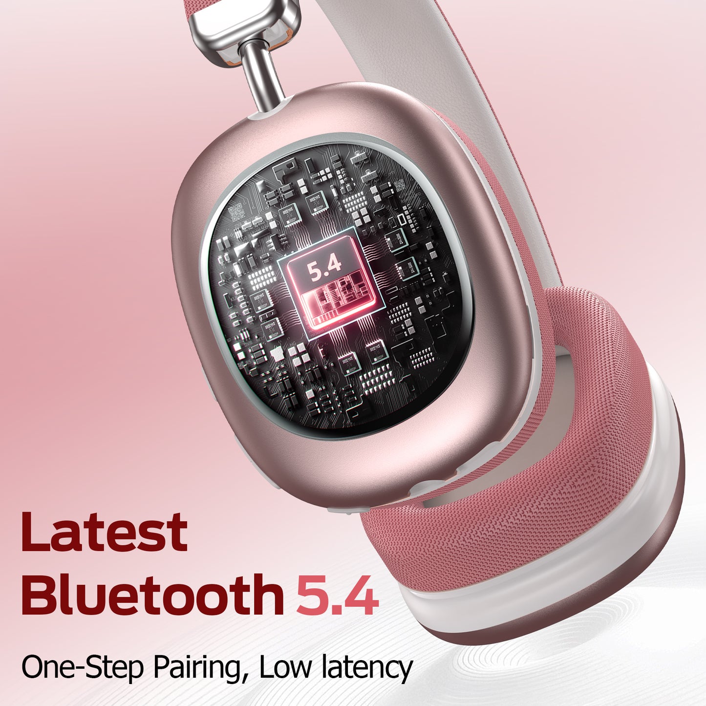 Bluetooth Headphones Over Ear, 65Hrs Playtime Wireless Headphones,Bass Boosted by 90%,Lightweight Headset with Deep Bass, Clear Call with 4 Noise Cancelling Mics,Low Latency for Travel Work Cellphone