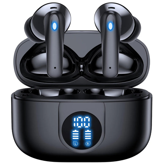 P91 Style True Wireless Earbuds Bluetooth 5.3 ANC+ENC Long Playtime HiFi Headphone Gaming Headset Sports Travel Office Digital LED Display Earphones 2 Mic Android iOS Cell Phone