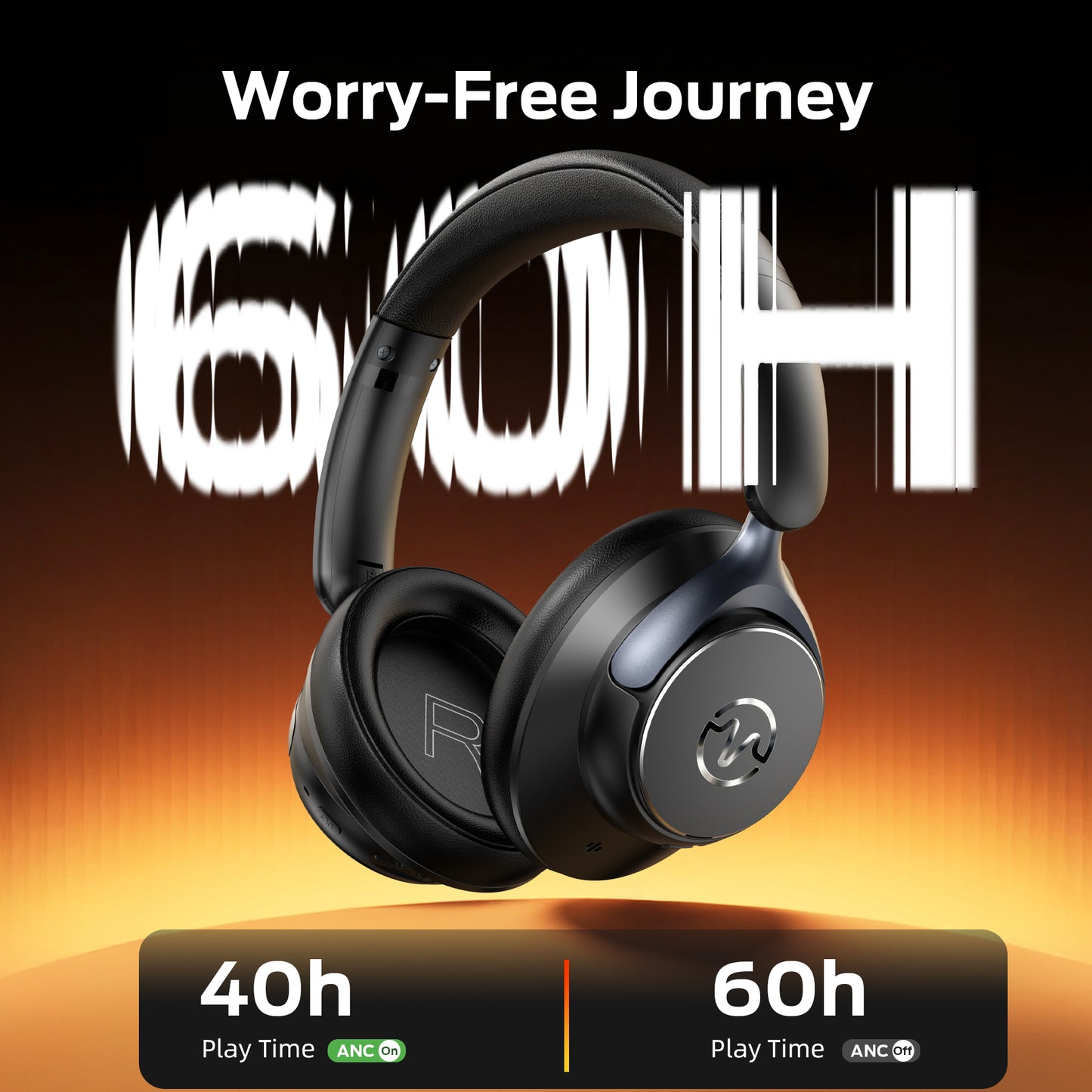 Active Noise Cancelling Headphones,60H Playtime Bluetooth 6.0 Wireless Headphones with Hi-Res Audio, Over Ear Headphones with Microphone, Deep Bass,Comfort Fit,Foldable Headset for Travel Office Game