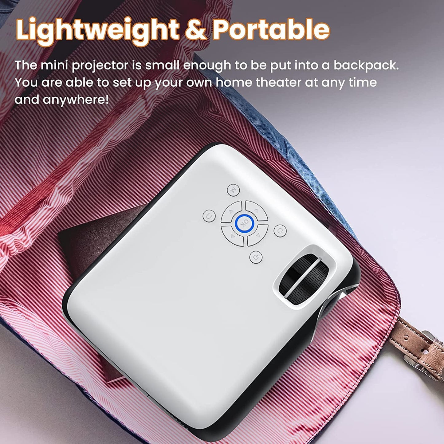 Occiam Projector, Native 1080P Bluetooth Projector with 100''Screen, 9500L Portable Outdoor Movie Projector Compatible with Smartphone, HDMI,USB,AV,Fire Stick, PS5