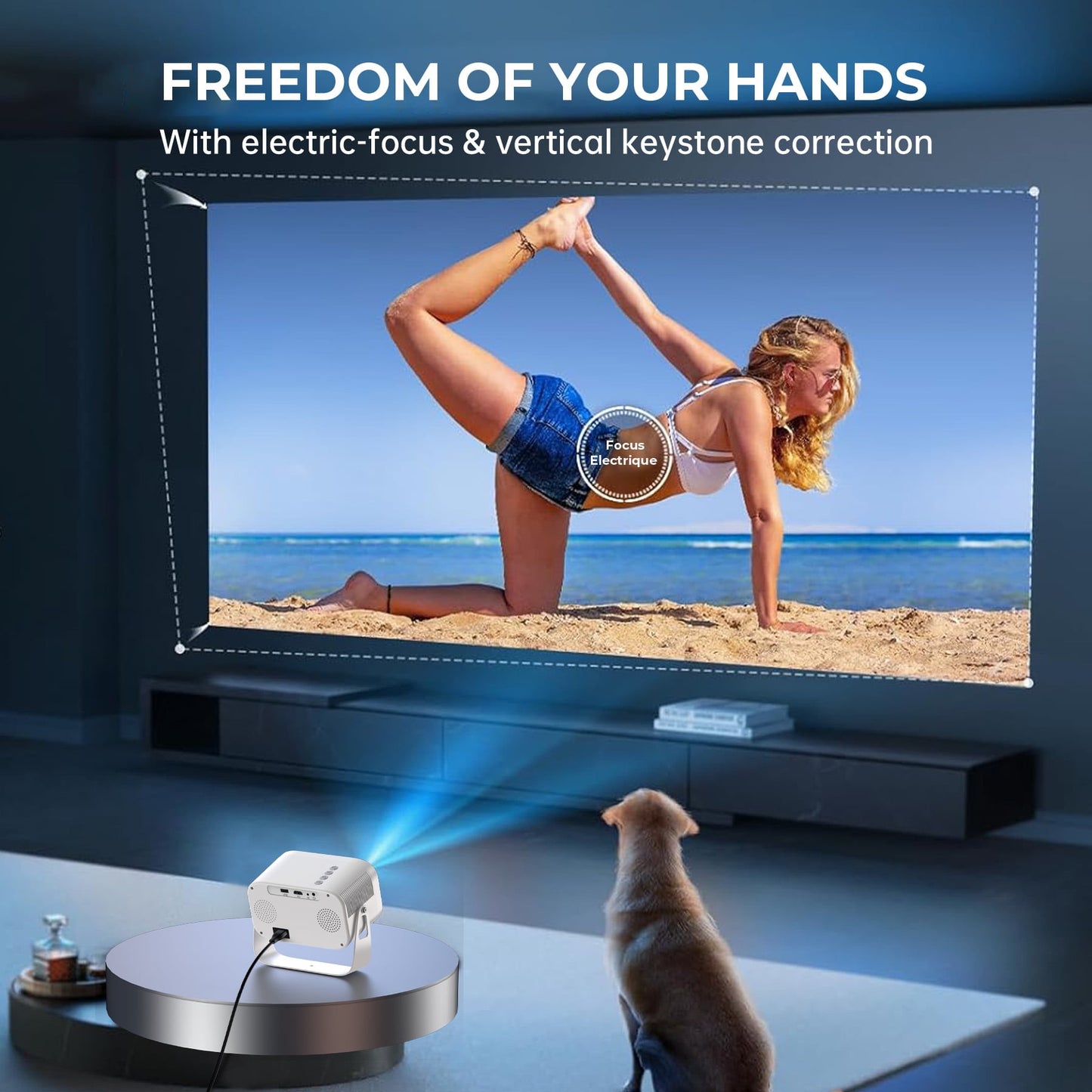 [Electric-Focus] Losei 5G/2.4G WiFi Bluetooth Projector, 4K Support Native 1080P Outdoor Movie Projector, 170'' Display Home Theater Projector Compatible with Smartphone, HDMI,USB,AV, PS5