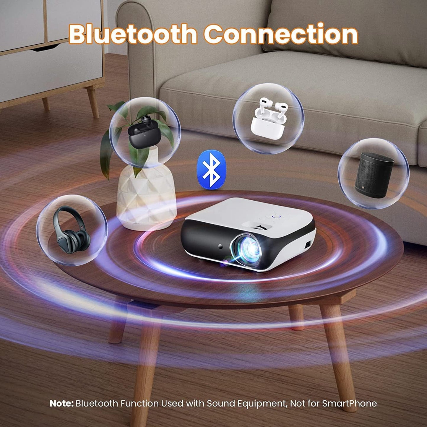 Occiam Projector, Native 1080P Bluetooth Projector with 100''Screen, 9500L Portable Outdoor Movie Projector Compatible with Smartphone, HDMI,USB,AV,Fire Stick, PS5
