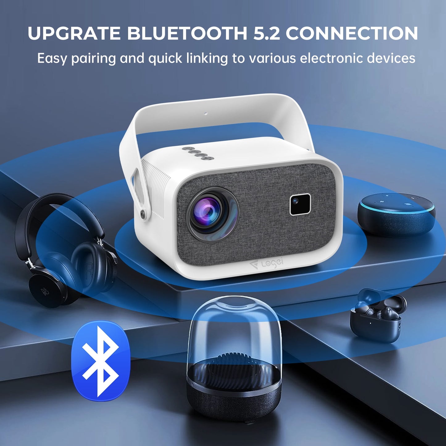 [Electric-Focus] Losei 5G/2.4G WiFi Bluetooth Projector, 4K Support Native 1080P Outdoor Movie Projector, 170'' Display Home Theater Projector Compatible with Smartphone, HDMI,USB,AV, PS5
