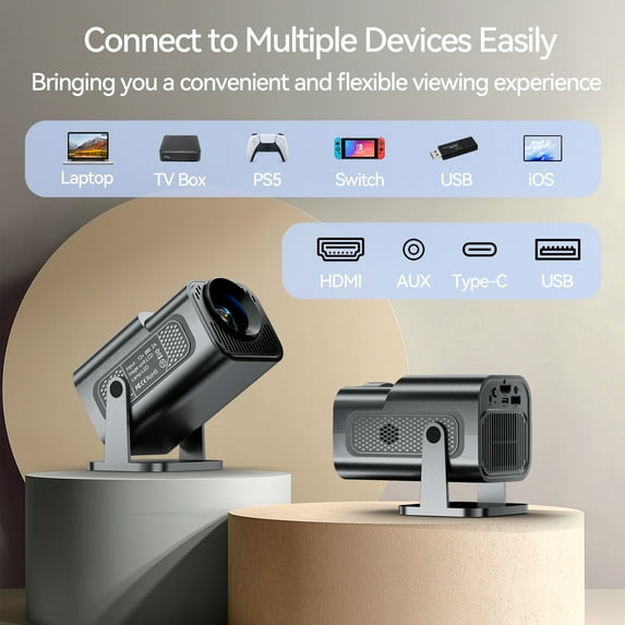 Losei Mini Portable Projector 1080P Supported for Indoor Outdoor Movies, Phone Projector Compatible with HDMI, USB, TV Stick, Laptop, iOS and Android