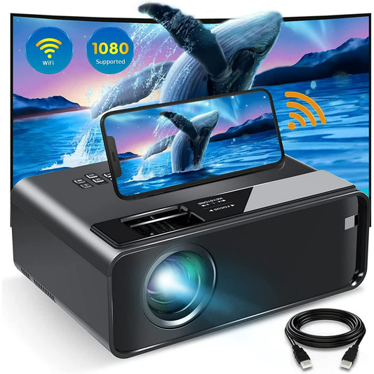 Occiam Mini WiFi Projector for iPhone, 2023 Upgraded HD Movie Projector with Synchronize Smartphone Screen, Portable Projector Supports 1080P, Compatible with iOS/Android/TV Stick, and HDMI/USB/VGA