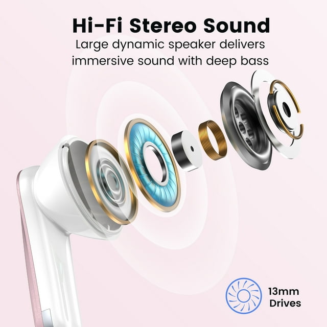 VEAT00L Wireless earbuds, Bluetooth headset 60 hours of battery life with noise cancellation Clear calls Built-in microphone IPX7 waterproof V5.3 Bluetooth earbuds Stereo earbuds for sports and work