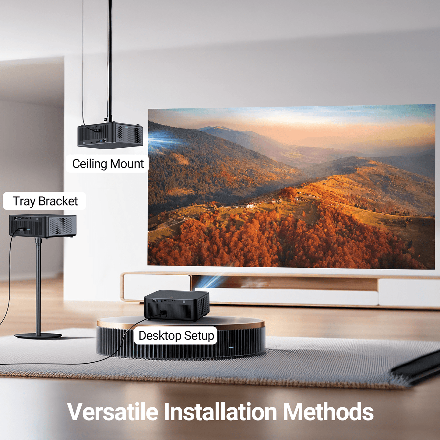[900 ANSI/Auto Keystone] 4K Home Theater Projector with WiFi 6 and Bluetooth 5.2, Losei 300'' Movie Projector for Indoor/Outdoor, Smart Proyector Compatible with Phone/TV Stick/PC/PS5