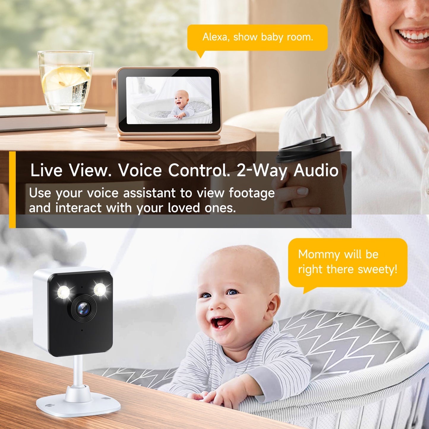 Losei Indoor 1080P HD Smart Security Camera, Motion Activated Spotlight/Siren, Color Night Vision, 2-Way Audio, No WiFi Needed for Pet/Baby/Nanny Surveillance, Works with Alexa