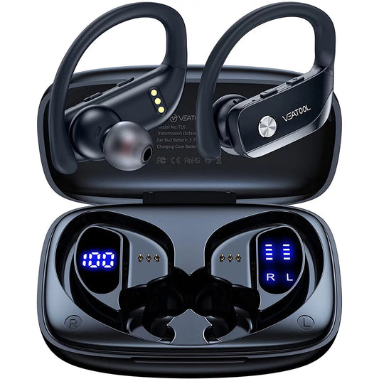 Wireless Earbuds Bluetooth Headphones 48hrs Play Back Sport Earphones with LED Display Over-Ear Buds with Earhooks Built-in Mic Headset for Workout
