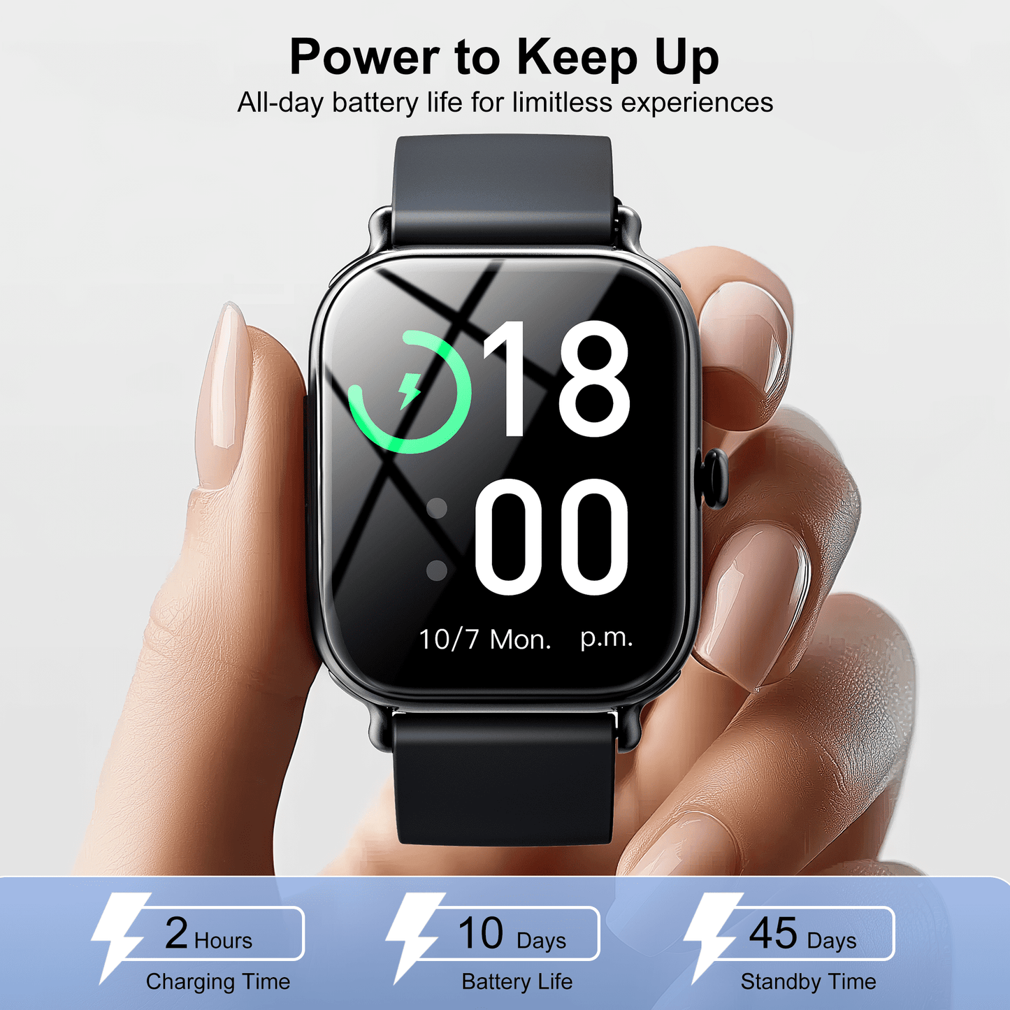 STA Smart Watch for Android and iPhone,1.95"Smartwatch for Men Women,Answer/Make Call,180+ Sports Modes Fitness Activity Tracker,IP68 Waterproof (Black)