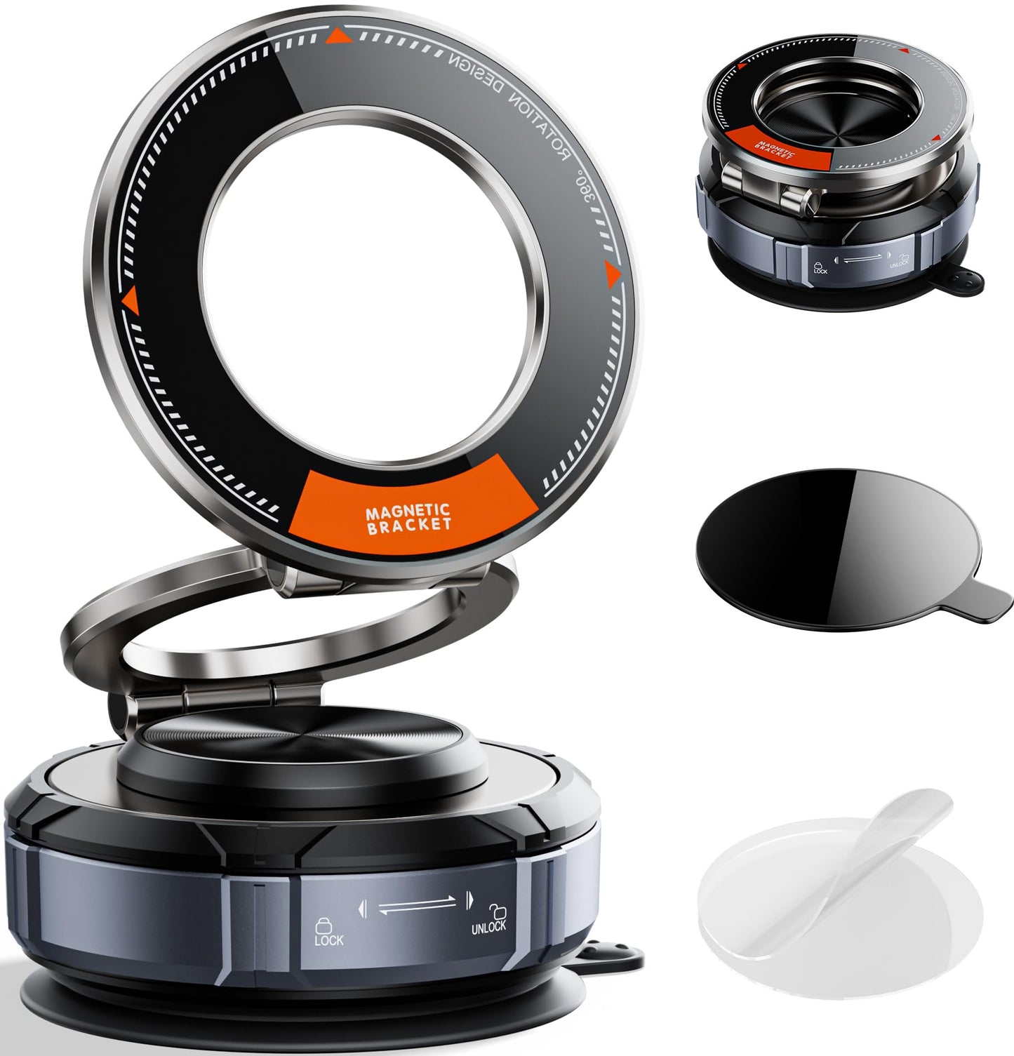 STA Upgraded Suction Cup Phone Mount 360° Zinc Alloy Phone Stand Vacuum Magnetic Car Holder for MagSafe Mount 98 LBS Ultra Accessories for iPhone 16 15 14 13 12 Android