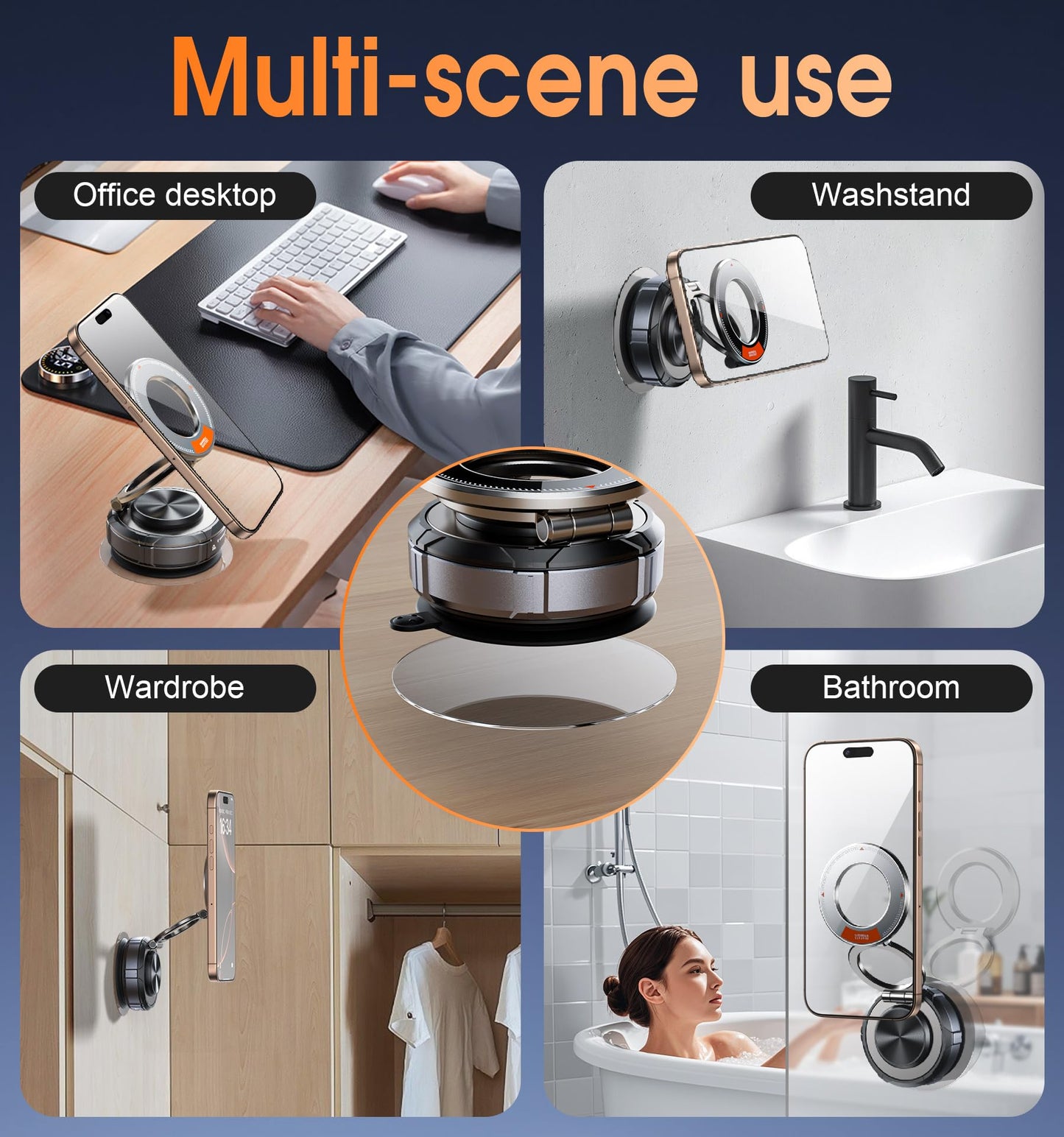 STA Upgraded Suction Cup Phone Mount 360° Zinc Alloy Phone Stand Vacuum Magnetic Car Holder for MagSafe Mount 98 LBS Ultra Accessories for iPhone 16 15 14 13 12 Android